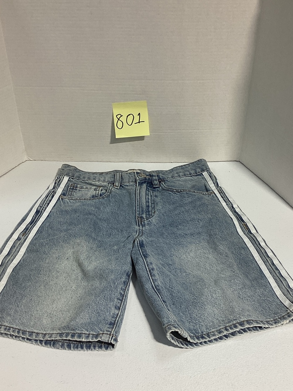 PacSun Light Blue Denim Shorts with White Side Stripes